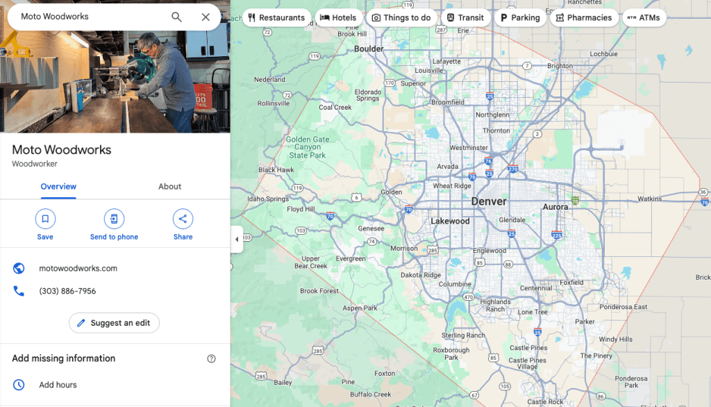 Google Business Profile service area